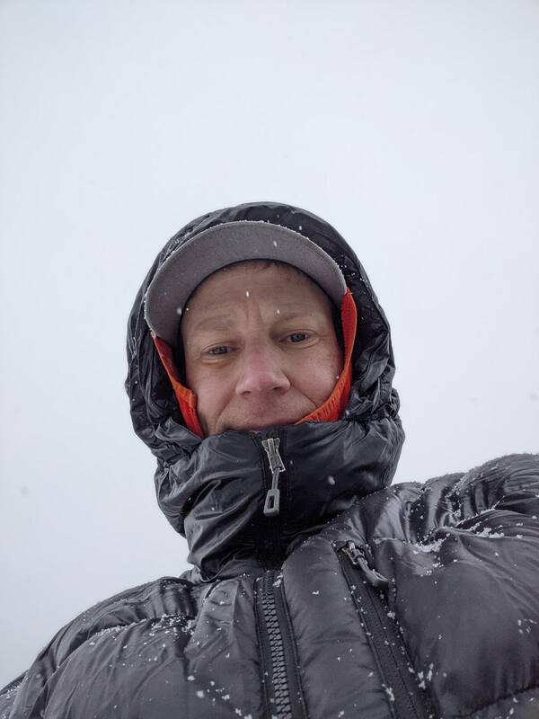 Brian outdoors in the elements, embodying friluftsliv