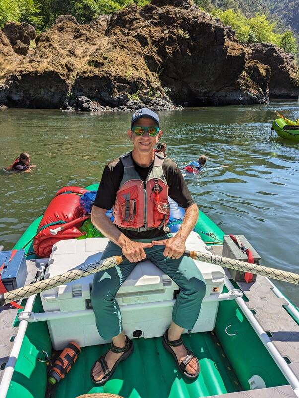 Brian rowing a raft on the Rogue River